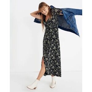 Madewell Tulip-Sleeve Maxi Dress in Antique Flora Size 10 Black